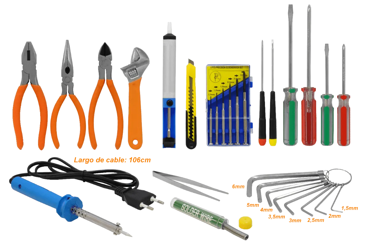 Kit Herramientas Mantencion Electronico Cautin-30W 17-Piezas 3