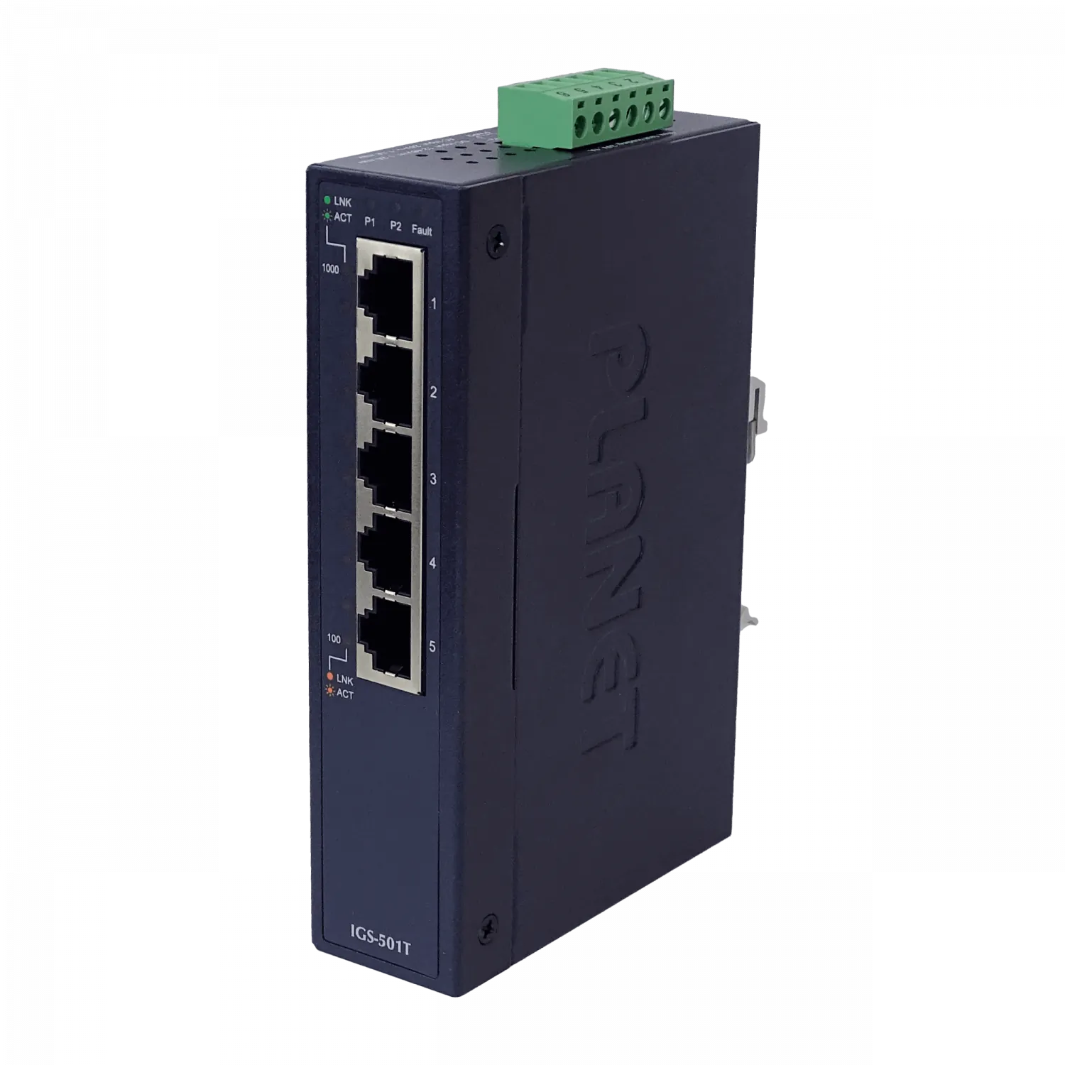 PLANET 5-1000 IP30 Switch Industrial Riel-DIN Gigabit req/12-48VDC 4