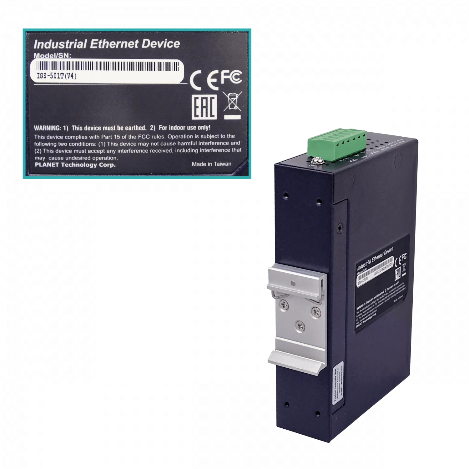 PLANET 5-1000 IP30 Switch Industrial Riel-DIN Gigabit req/12-48VDC 6