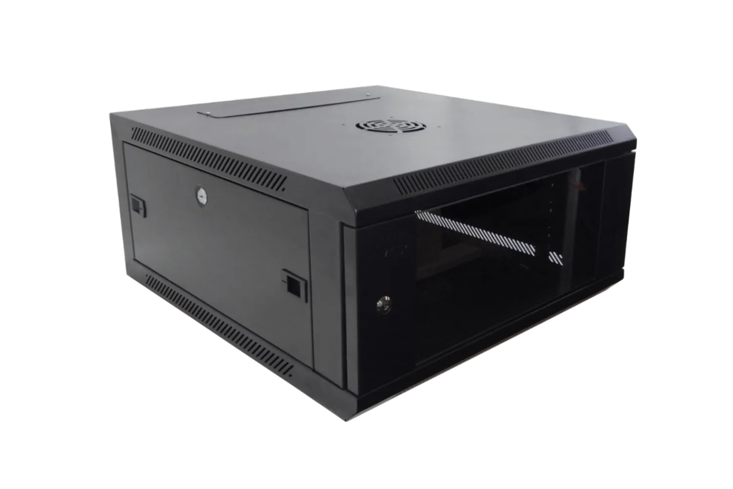 Gabinete Pared LINKMADE RK04-6L 4U Fondo 60cm Negro con Puerta de Vidrio 3
