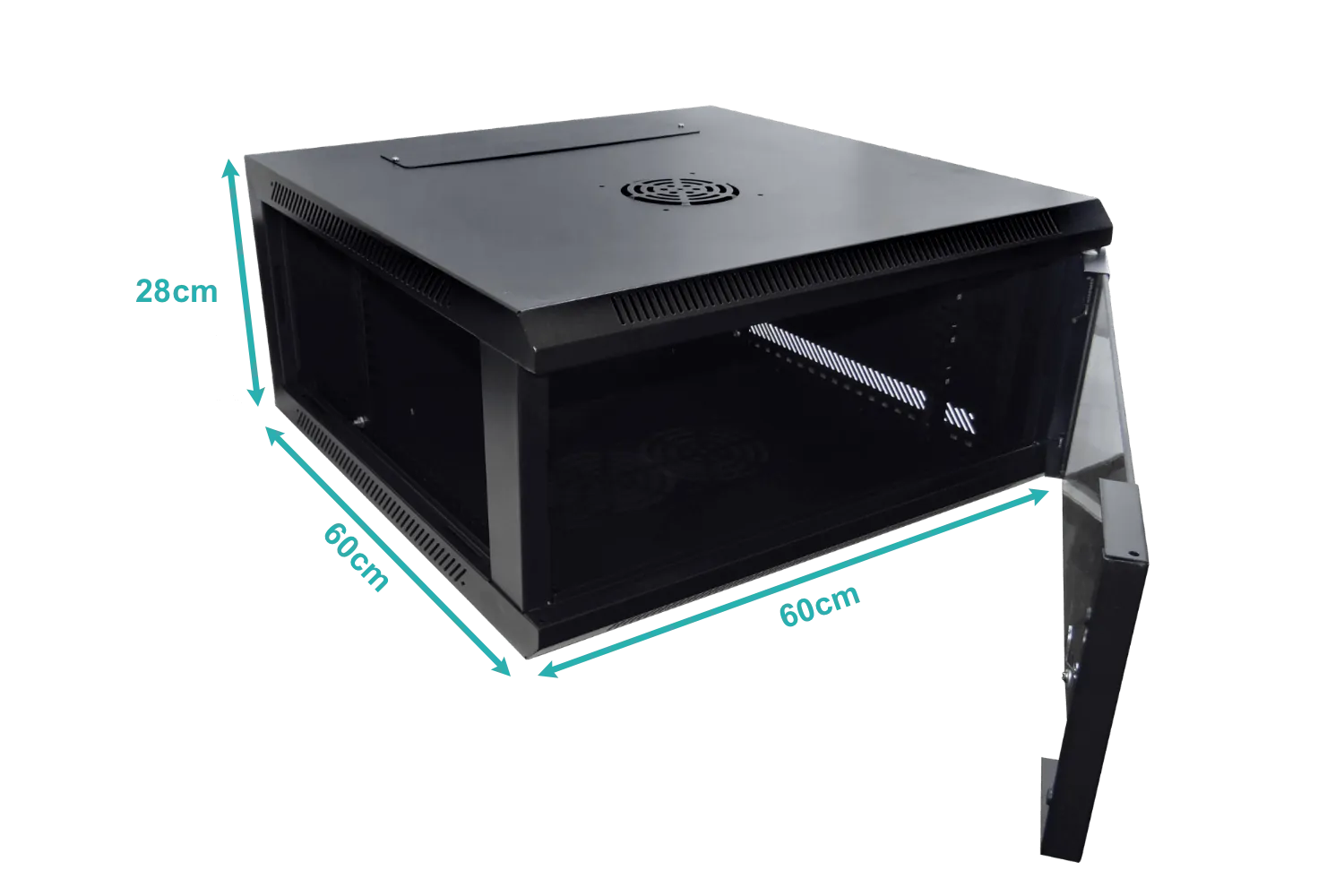 Gabinete Pared LINKMADE RK04-6L 4U Fondo 60cm Negro con Puerta de Vidrio 5