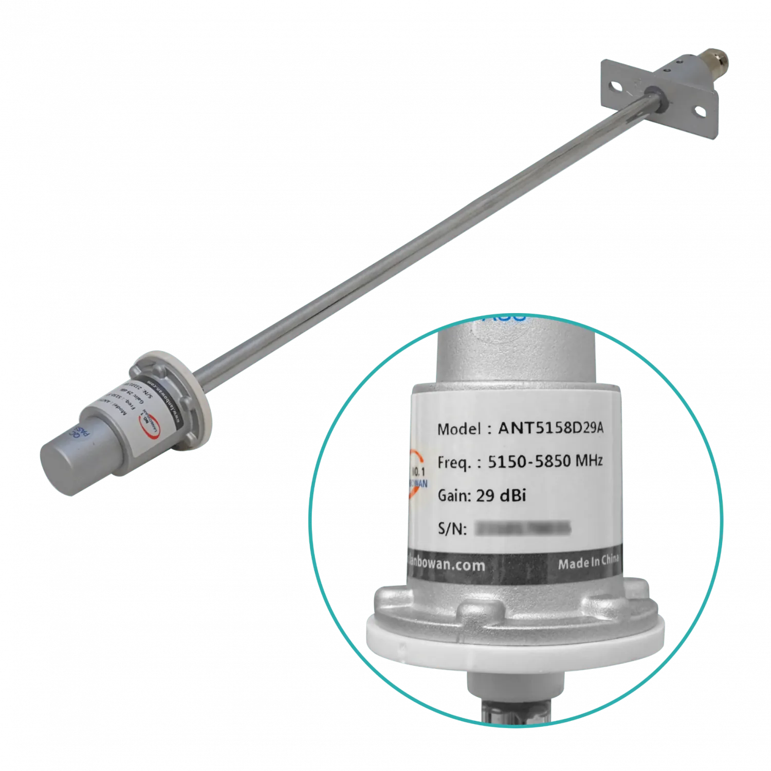 Antena Grilla 29dBi 5GHz 5,15-5,85GHz 4ºx6º N-H-30cm Armable 60x90cm 3