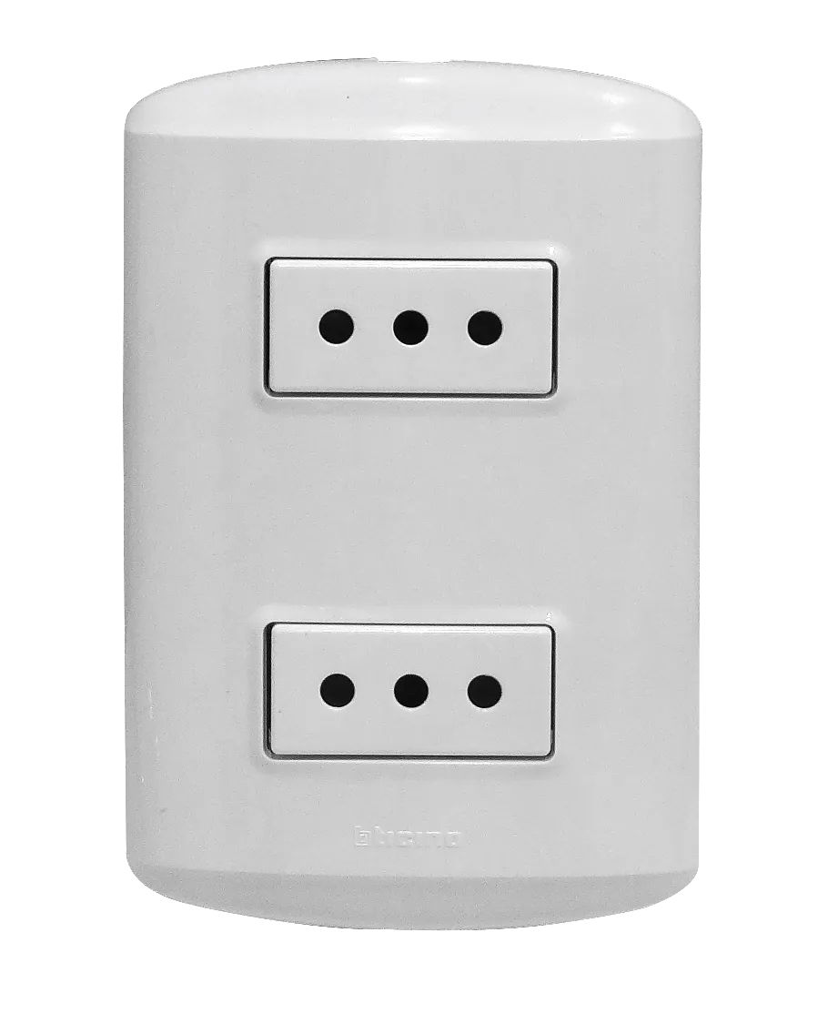 BTICINO MODUS 2-ENCHUFES-10A-NACIONAL CON BASE Y TAPA BLANCA ARMADO 2