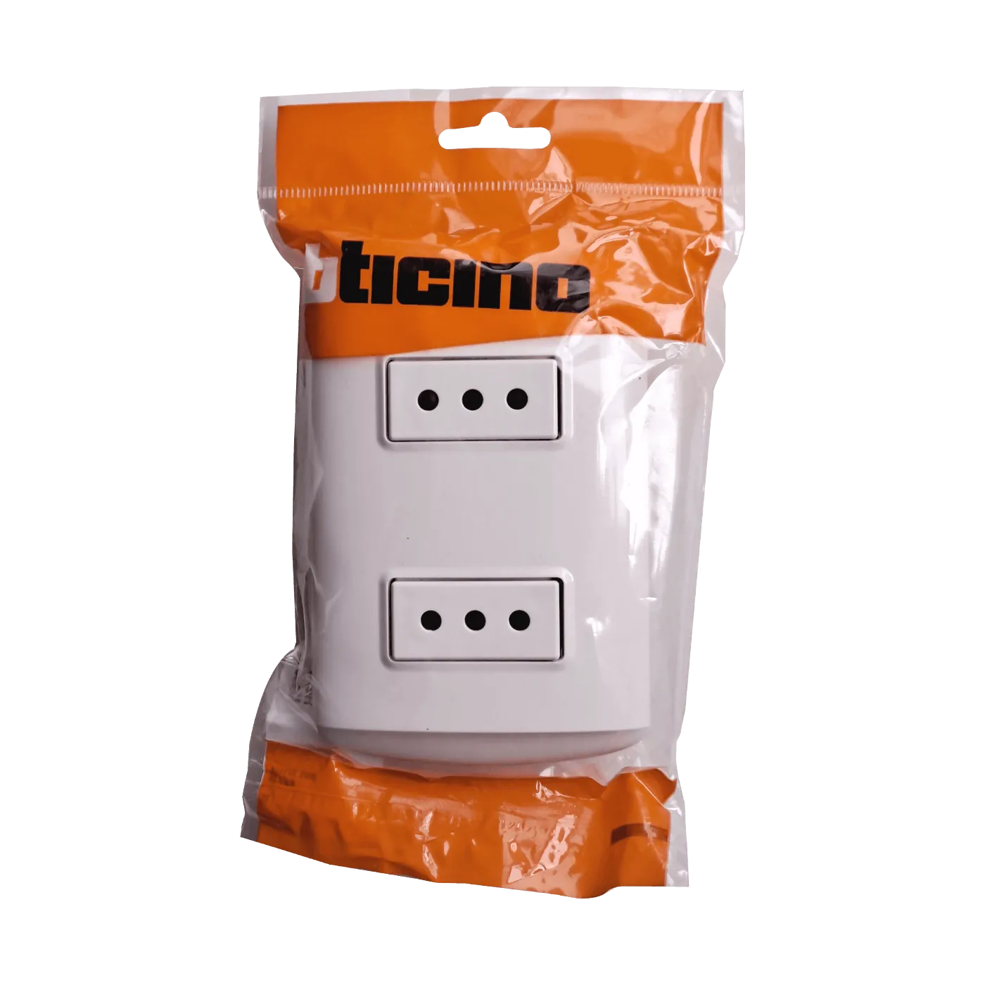 BTICINO MODUS 2-ENCHUFES-10A-NACIONAL CON BASE Y TAPA BLANCA ARMADO 3