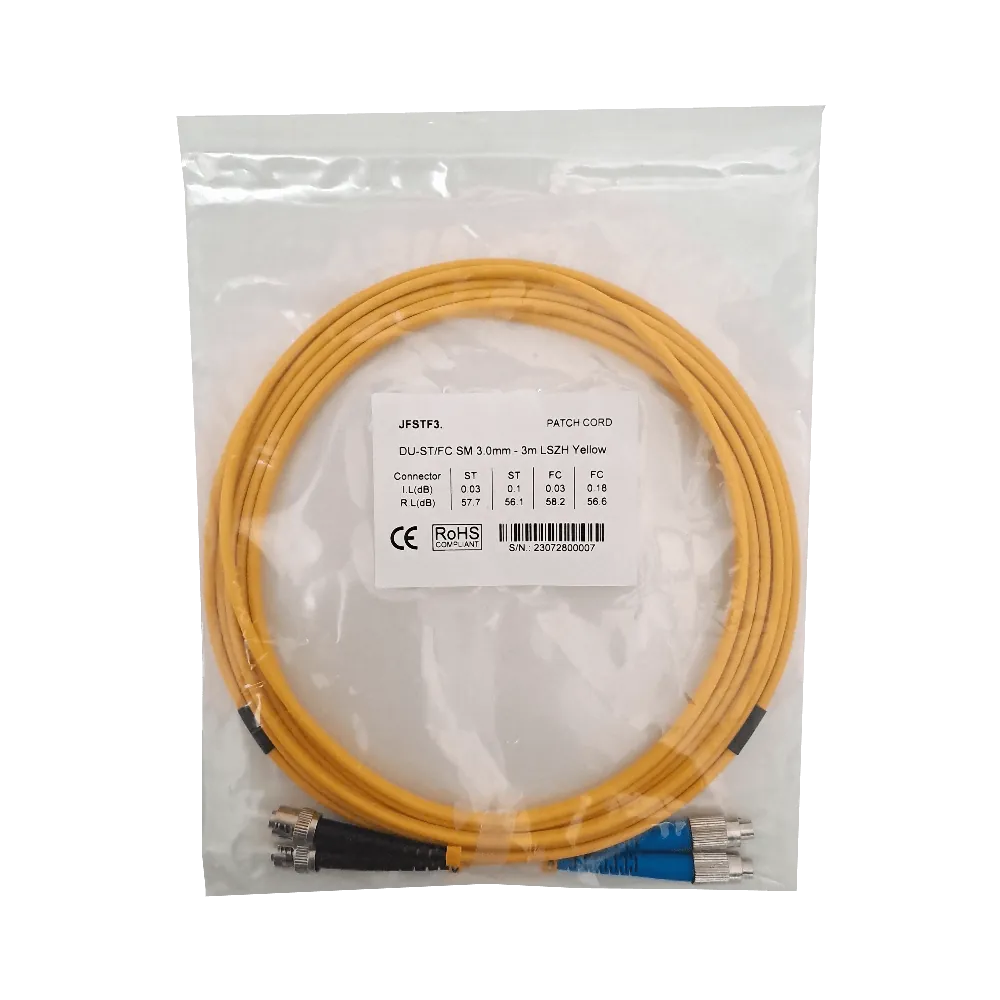 3mt ST-FC MonoModo SM Duplex Jumper Cable Fibra 3.0mm 9/125um LSZH 3