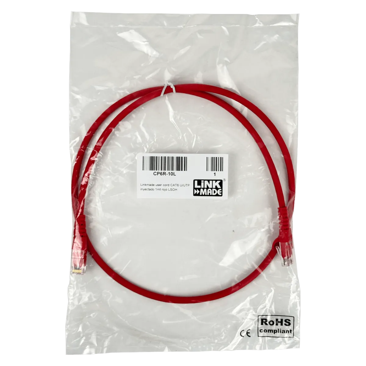 Cable Patch LINKMADE Cat6 Rojo LSZH 1 metro Inyectado Multifilar con Alta Estabilidad 4