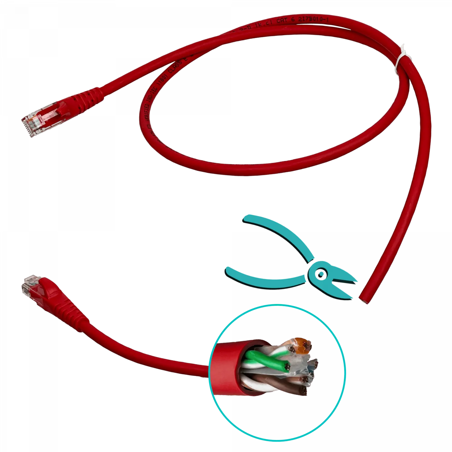 Cable Patch LINKMADE Cat6 Rojo LSZH 1 metro Inyectado Multifilar con Alta Estabilidad 3