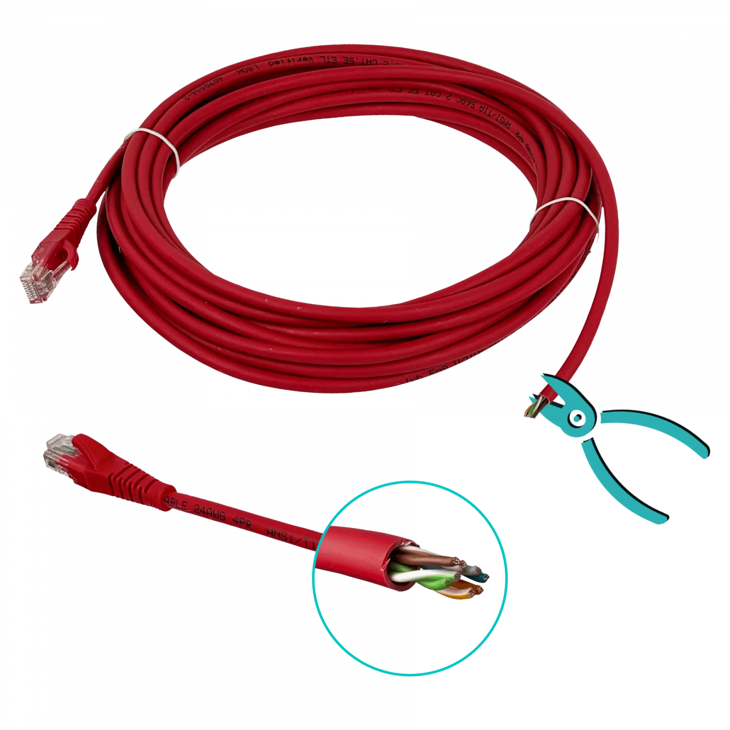 LINKMADE 7,5MT CAT5E ROJO LSZH CABLE PATCH INYECTADO MULTIFILAR 7.5 2