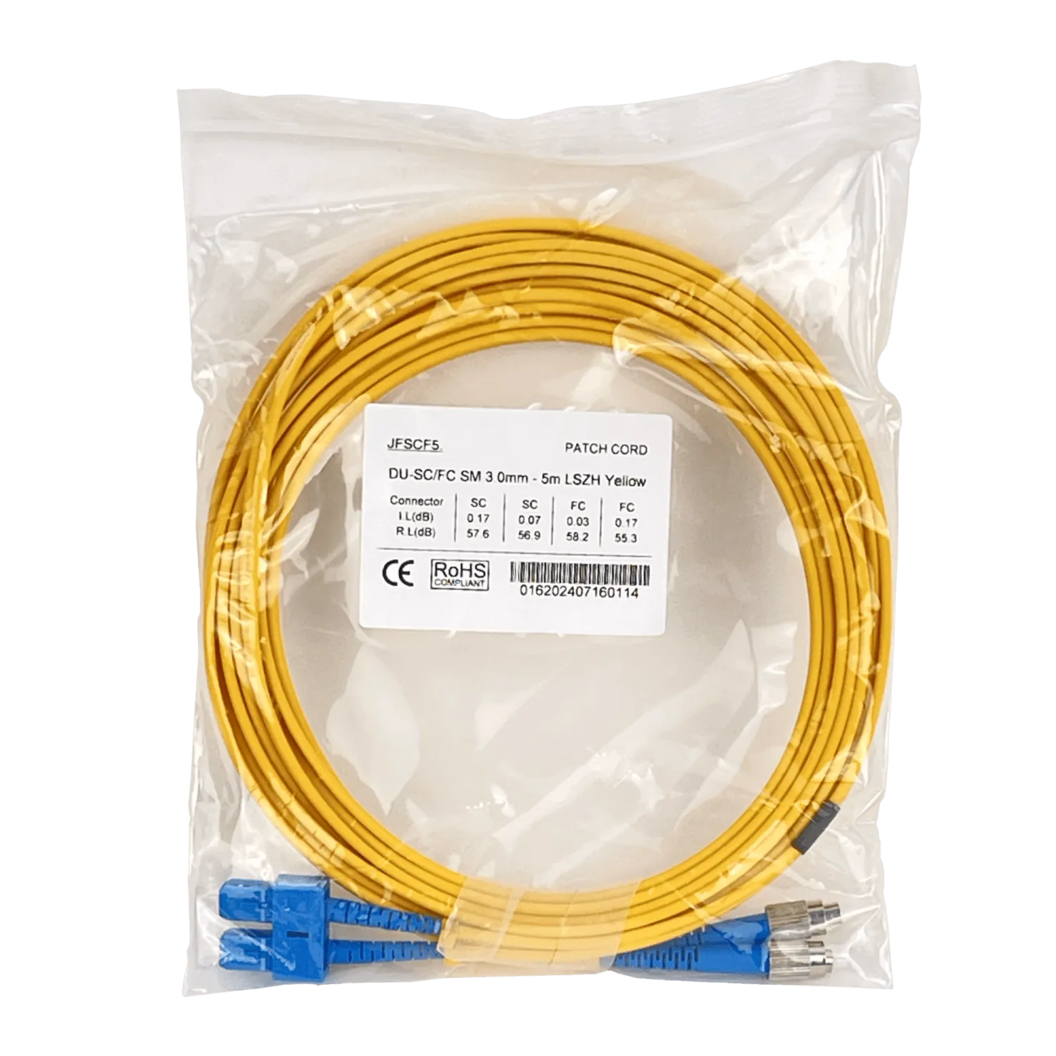 5mt SC-FC MonoModo SM Duplex Jumper Cable Fibra 2