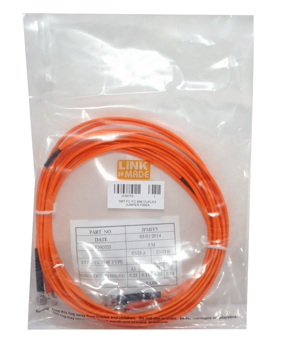 5mt FC-FC OM1 MultiModo MM Duplex Jumper Fibra 62.5/125um LSZH 2
