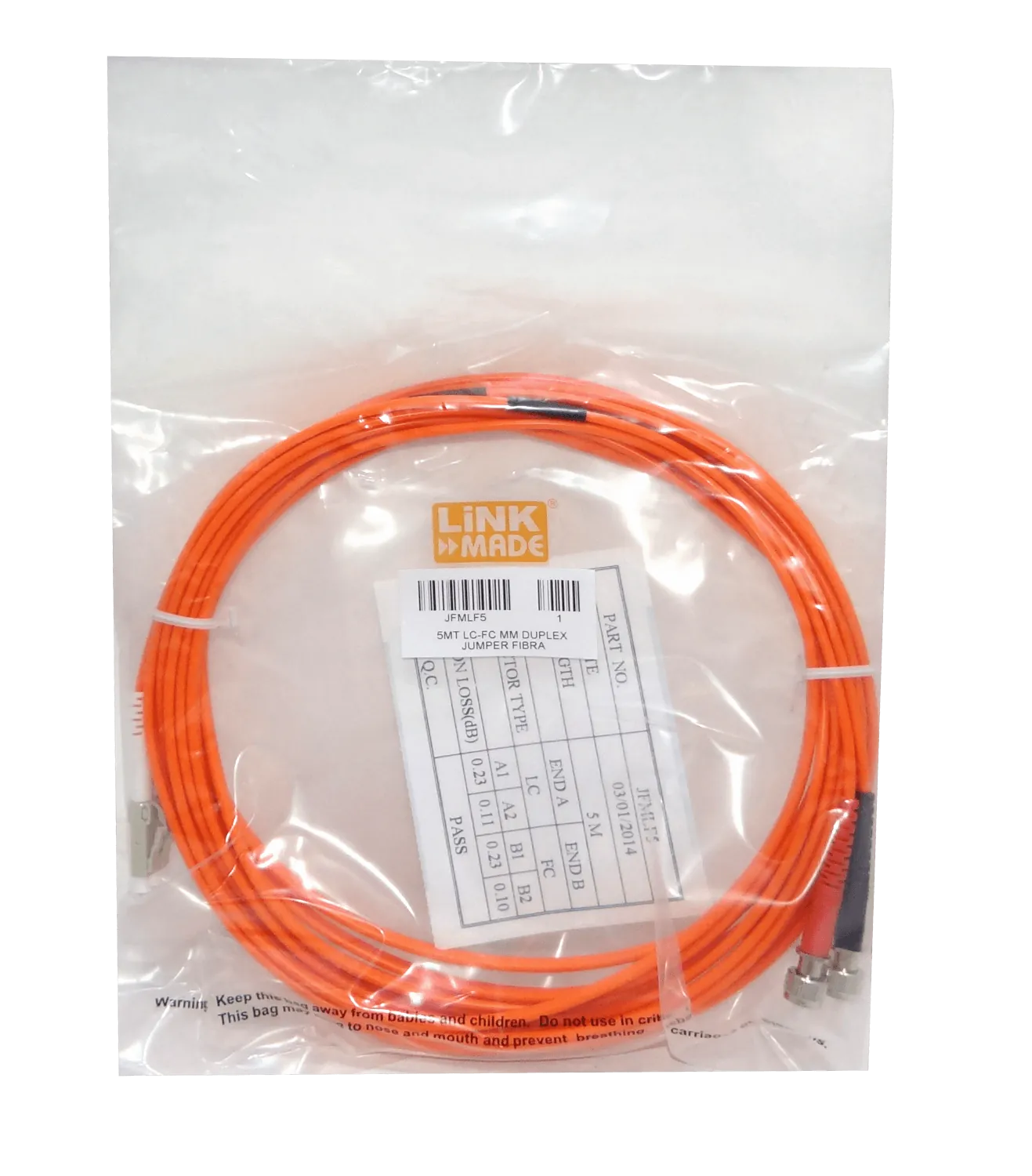 5mt LC-FC OM1 MultiModo MM Duplex Jumper Fibra 62.5/125um LSZH 2