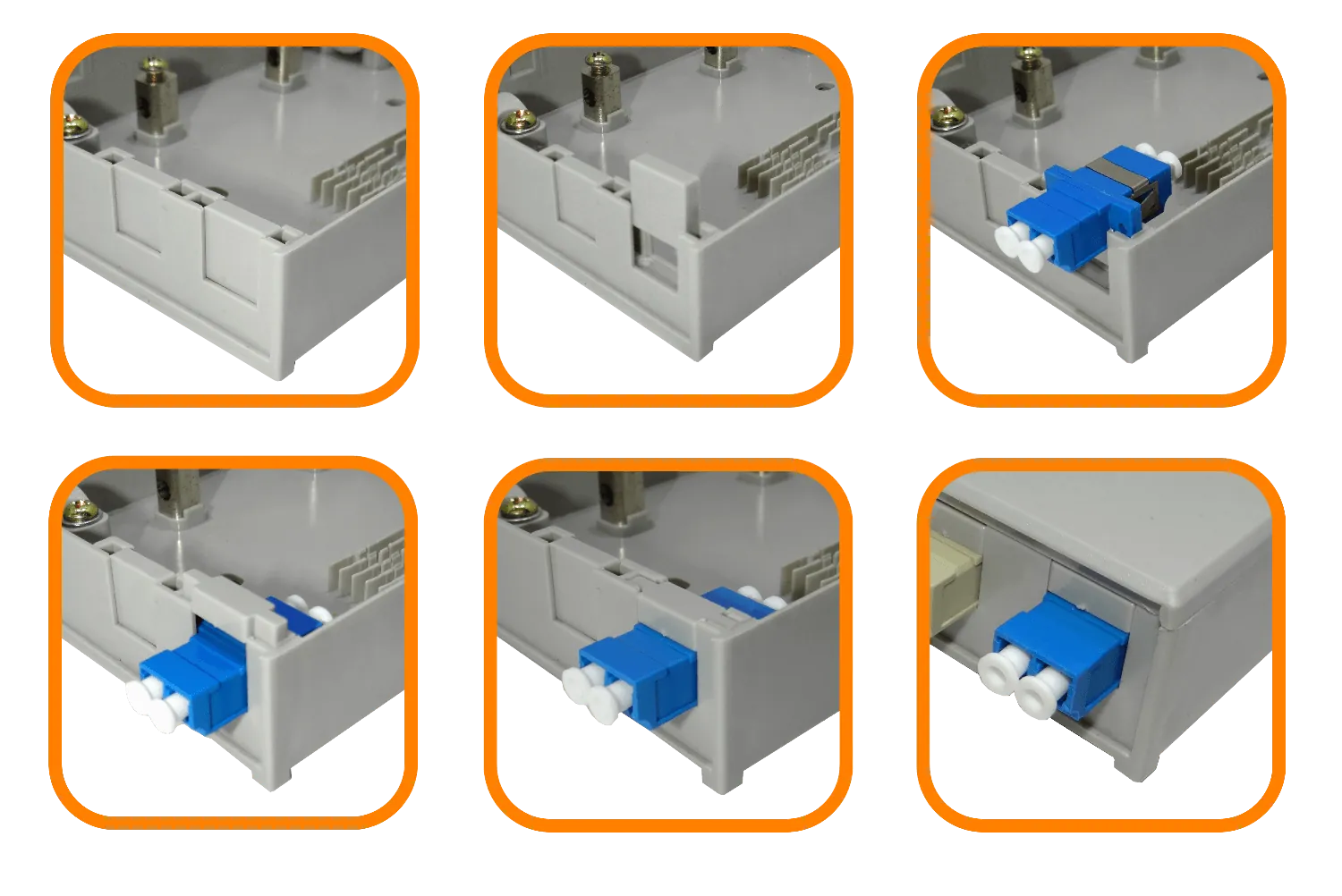 Caja de Terminación de Fibra Óptica 6 Puertos IP20 Gris - BOX-6C 7