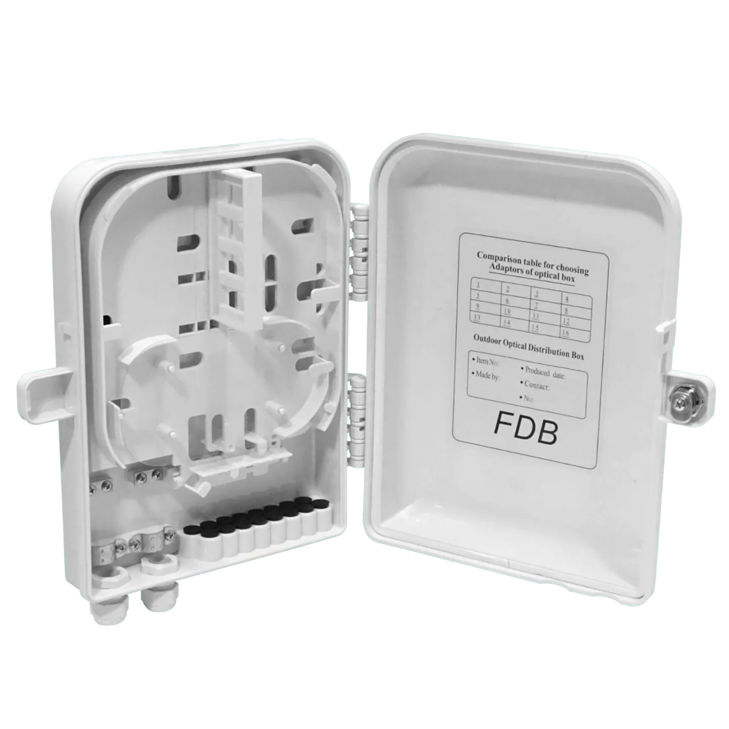 Caja NAP de Fibra Óptica 16 Puertos IP65 Blanca - BOX-2-16C 5
