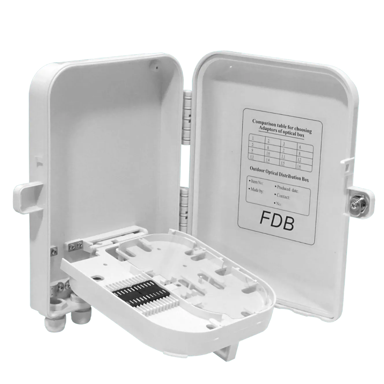 Caja NAP de Fibra Óptica 16 Puertos IP65 Blanca - BOX-2-16C 8