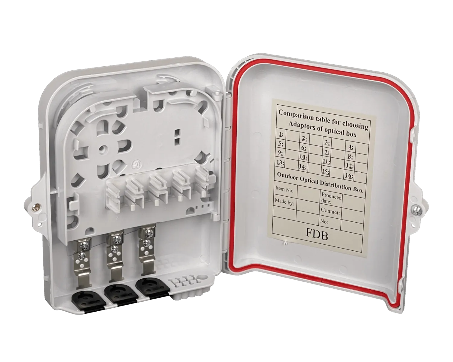 Caja NAP de Fibra Óptica 8 Puertos IP65 Blanca - BOX-2-8C 7
