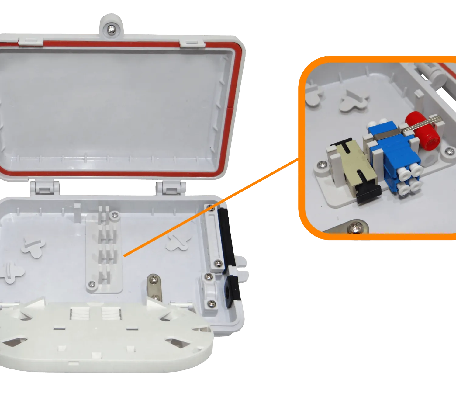 Caja NAP de Fibra Óptica 6 Puertos Rectangular IP65 - BOX-1-6C 5