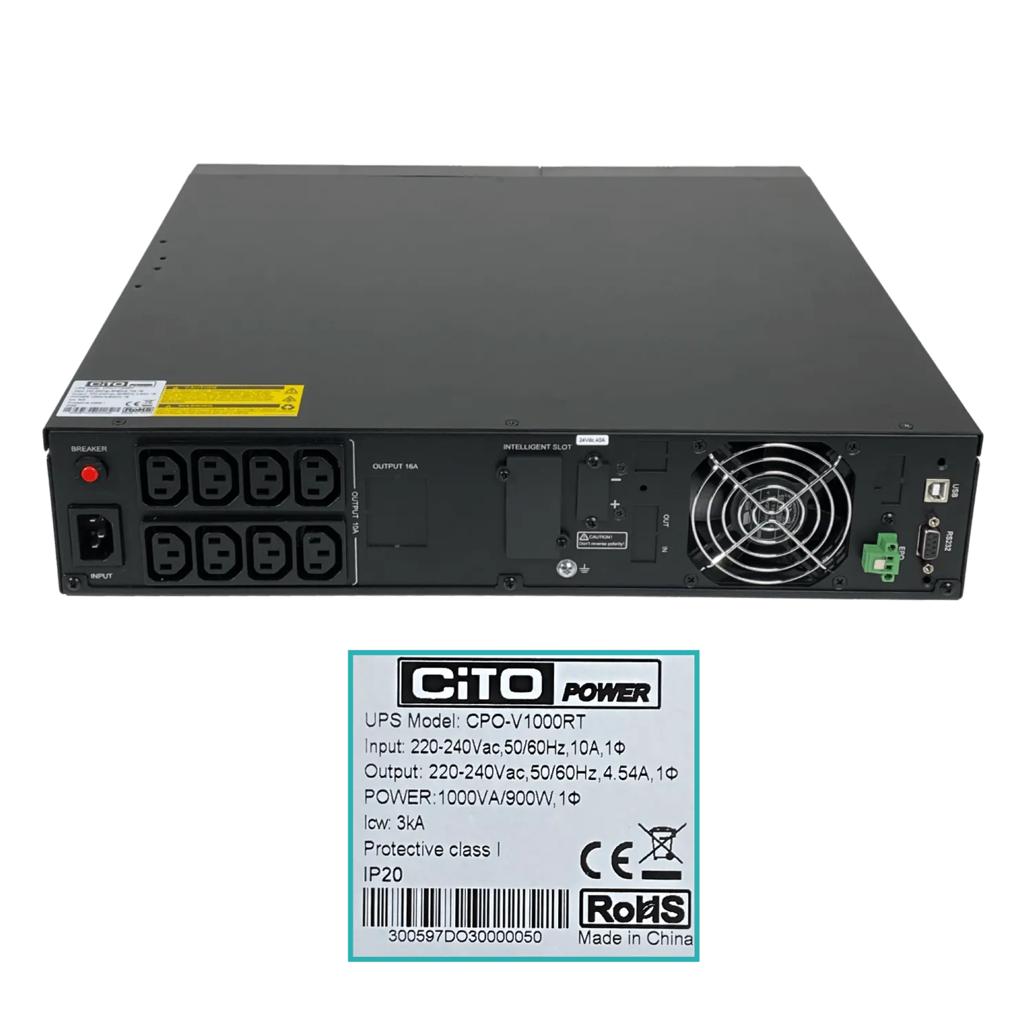 UPS CITO CPO-V1K Online 1kVA 900W, 0ms, Rack 2U, Requiere 2 Baterías 24VDC   7