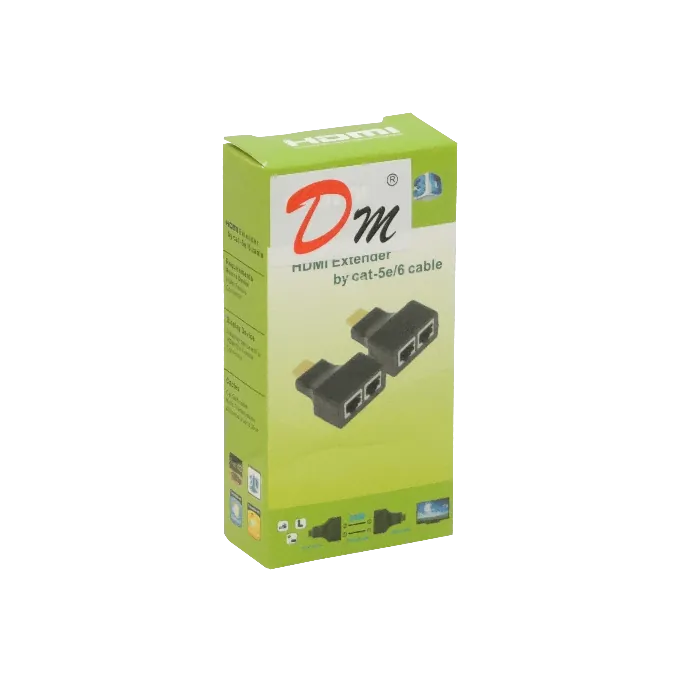 Extensor HDMI Pasivo con 2 Cables UTP Cat5e, Hasta 30 Metros, RJ45 2