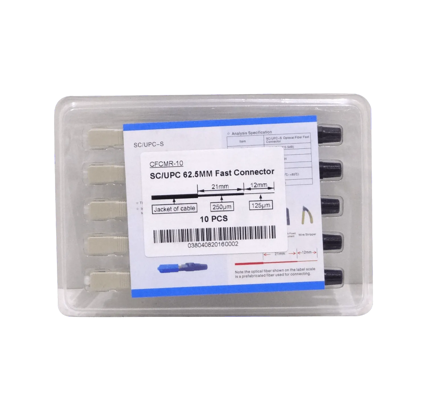 Conectores Rápidos SC Multimodo 62.5/125µm SX - Paquete de 10 Unidades - CFCMR-10 3