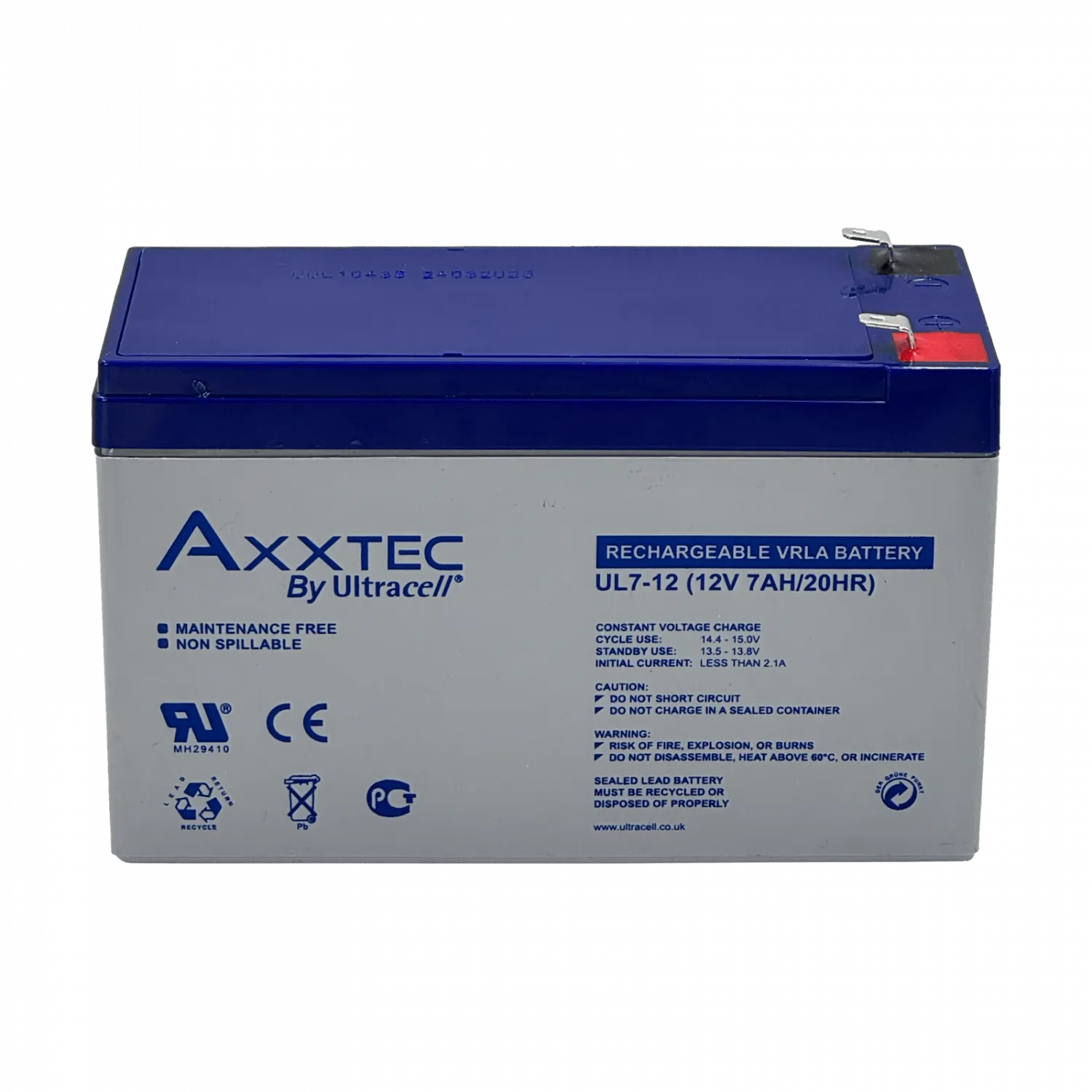AXXETEC UL Bateria 12V 7AH Acido-Plomo Sellada AGM 3