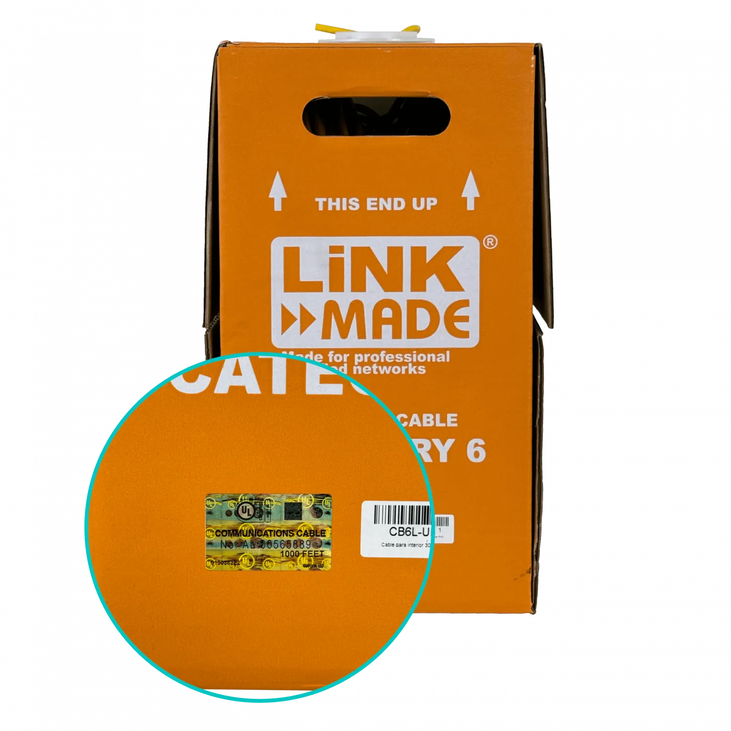 Caja Cable de Red LINKMADE Cat6 UTP 305mt Amarillo Unifilar PVC Cobre 3