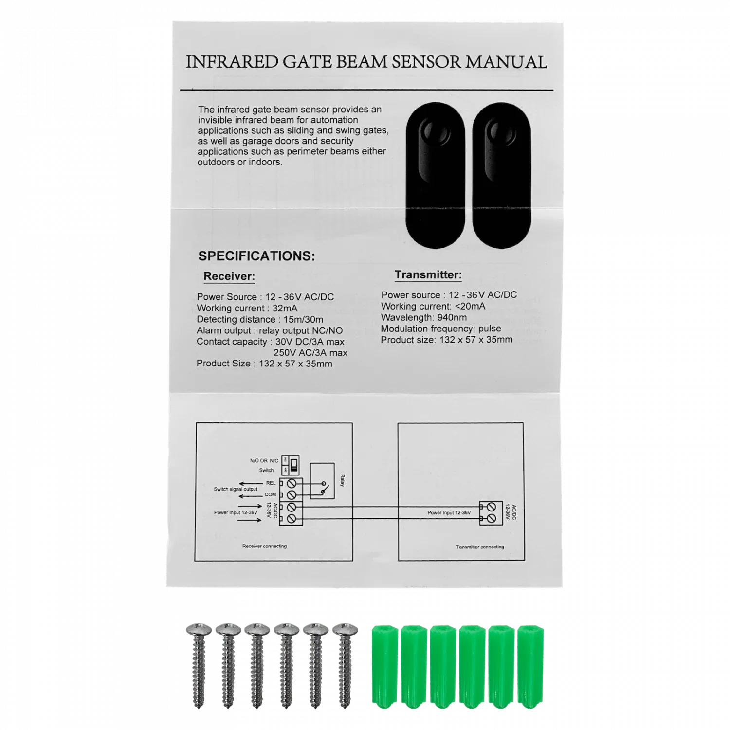 Sensor Infrarrojo Activo ABT-30 2 Haces 30m Interior/Exterior 12-36VDC 5