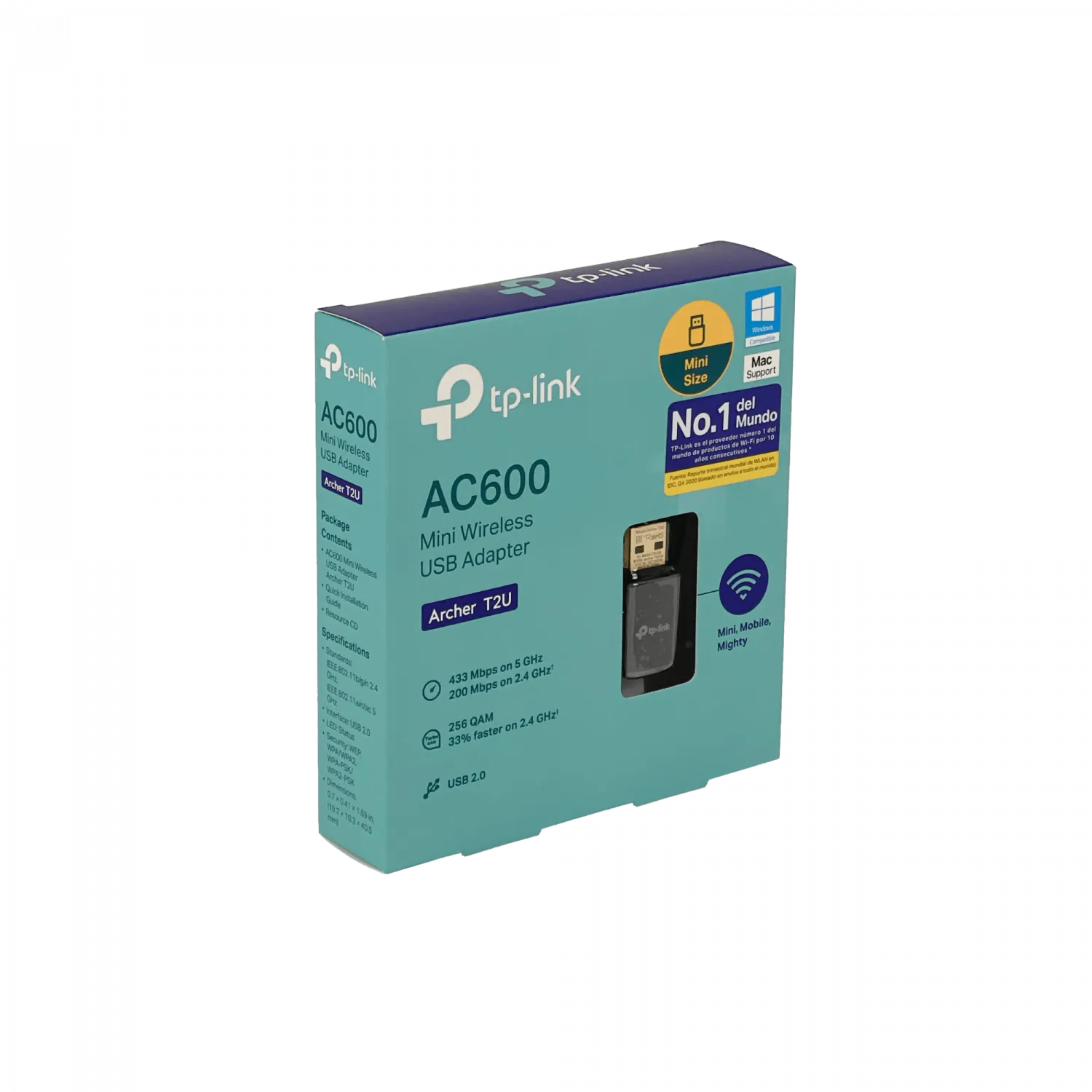 Adaptador Inalámbrico USB TP-Link Archer T2U, Banda Dual, AC600, Wi-Fi 2.4GHz/5GHz 4
