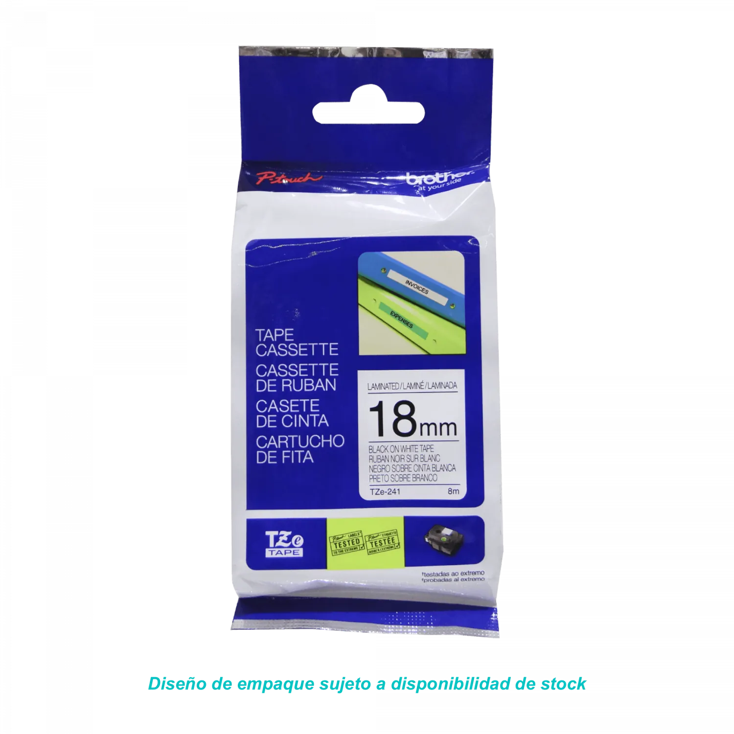 Cinta negro sobre blanco de 18mm (0,7