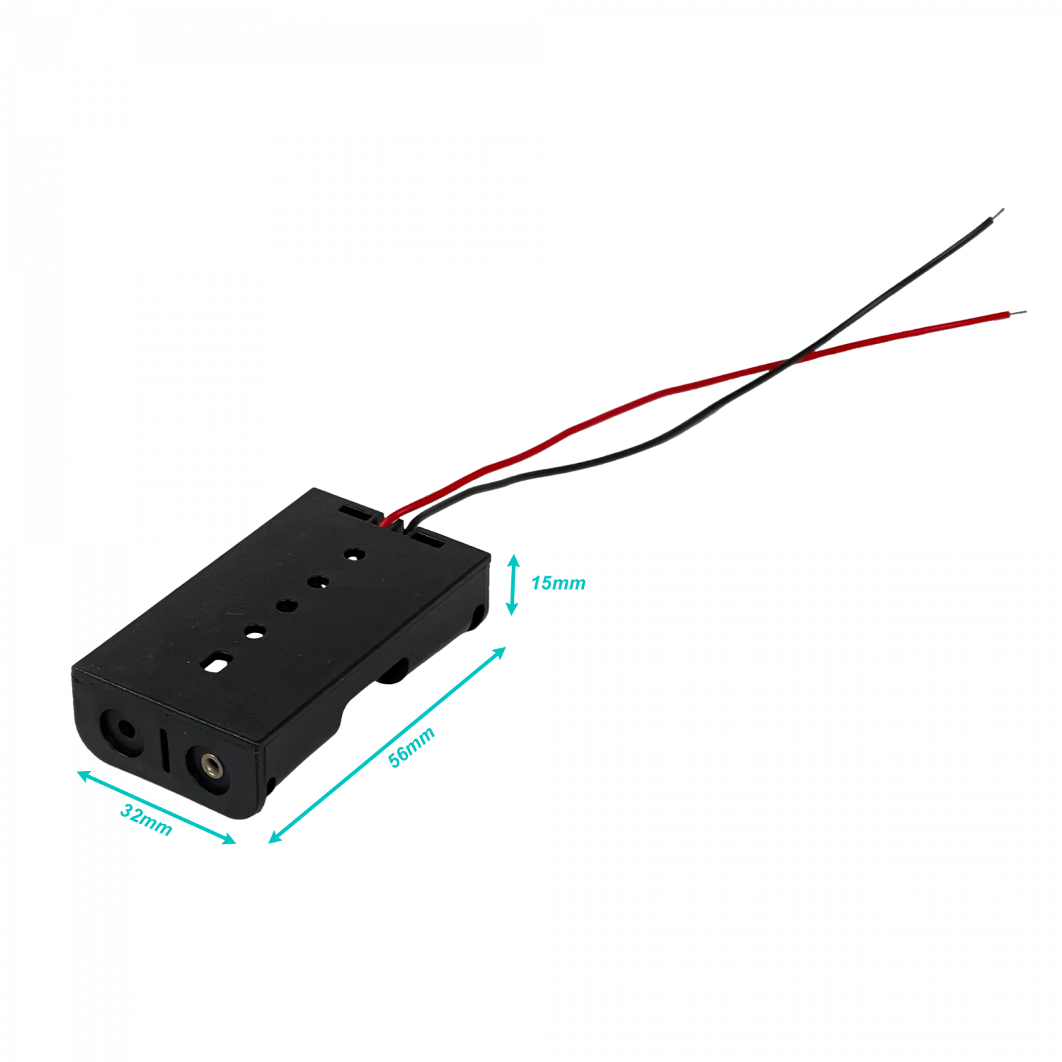 PORTA-2AA. Porta-Pila 2-AA Negro Cable-10cm 2