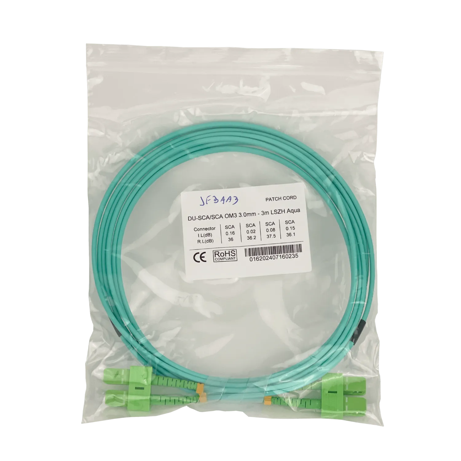 3mt SC/APC-SC/APC OM3 Multimodo MM Duplex Jumper Fibra LSZH 2