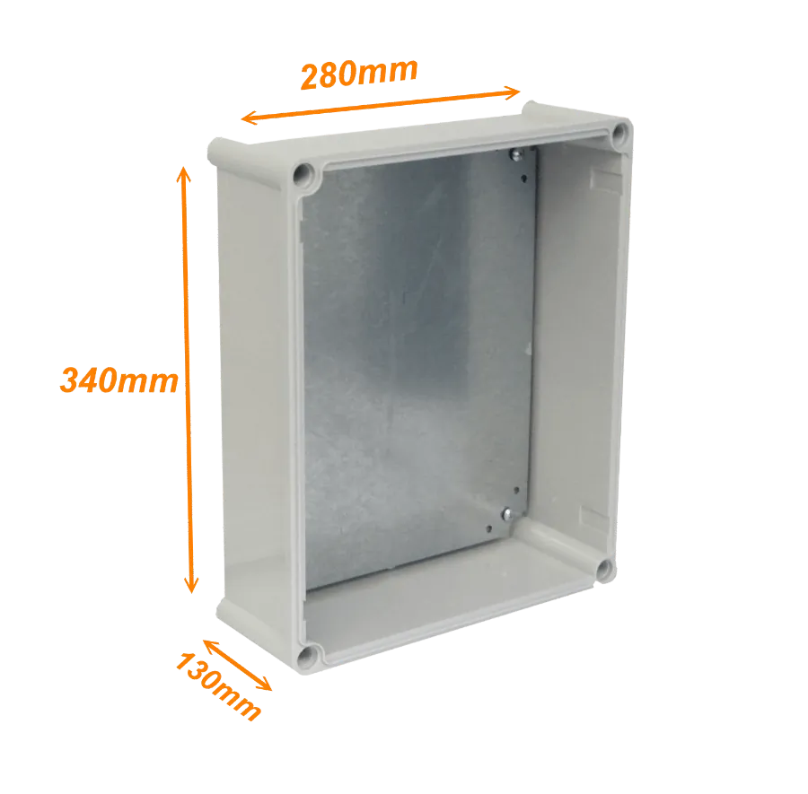 Caja Plástica TIBOX TJ-AG-3428, 340x280x130mm, Gris, IP66 con Placa 5