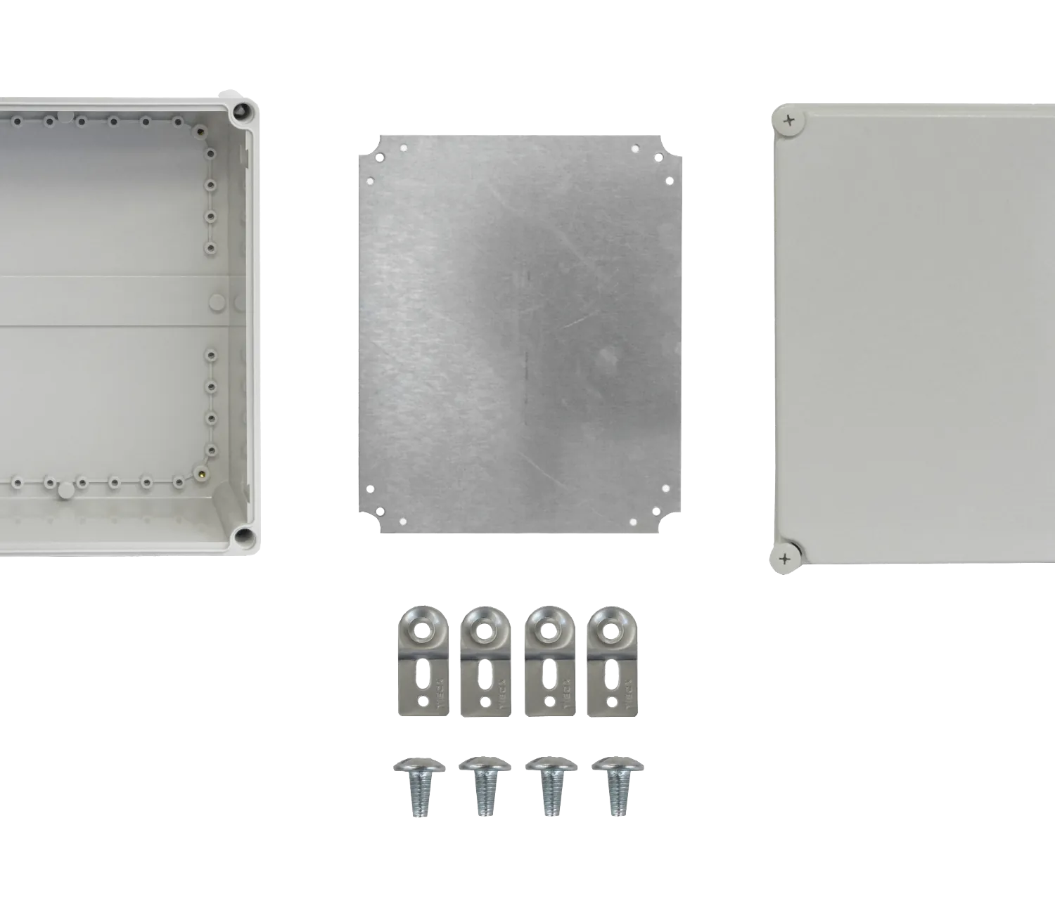 Caja Plástica TIBOX TJ-AG-3428, 340x280x130mm, Gris, IP66 con Placa 4