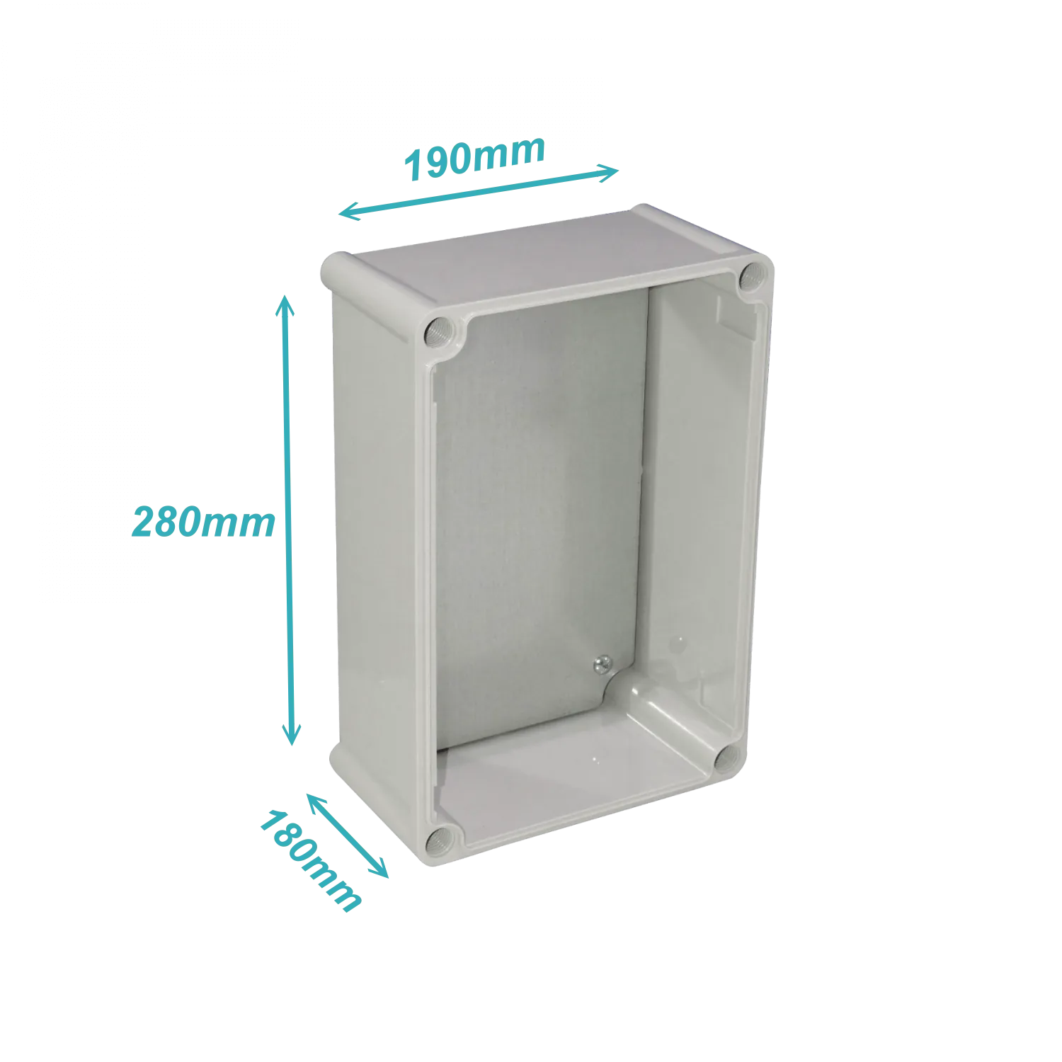 Caja ABS Tibox TJ-AT-2819-1 280x190x180mm IP66 tapa transparente con placa aluminio 2