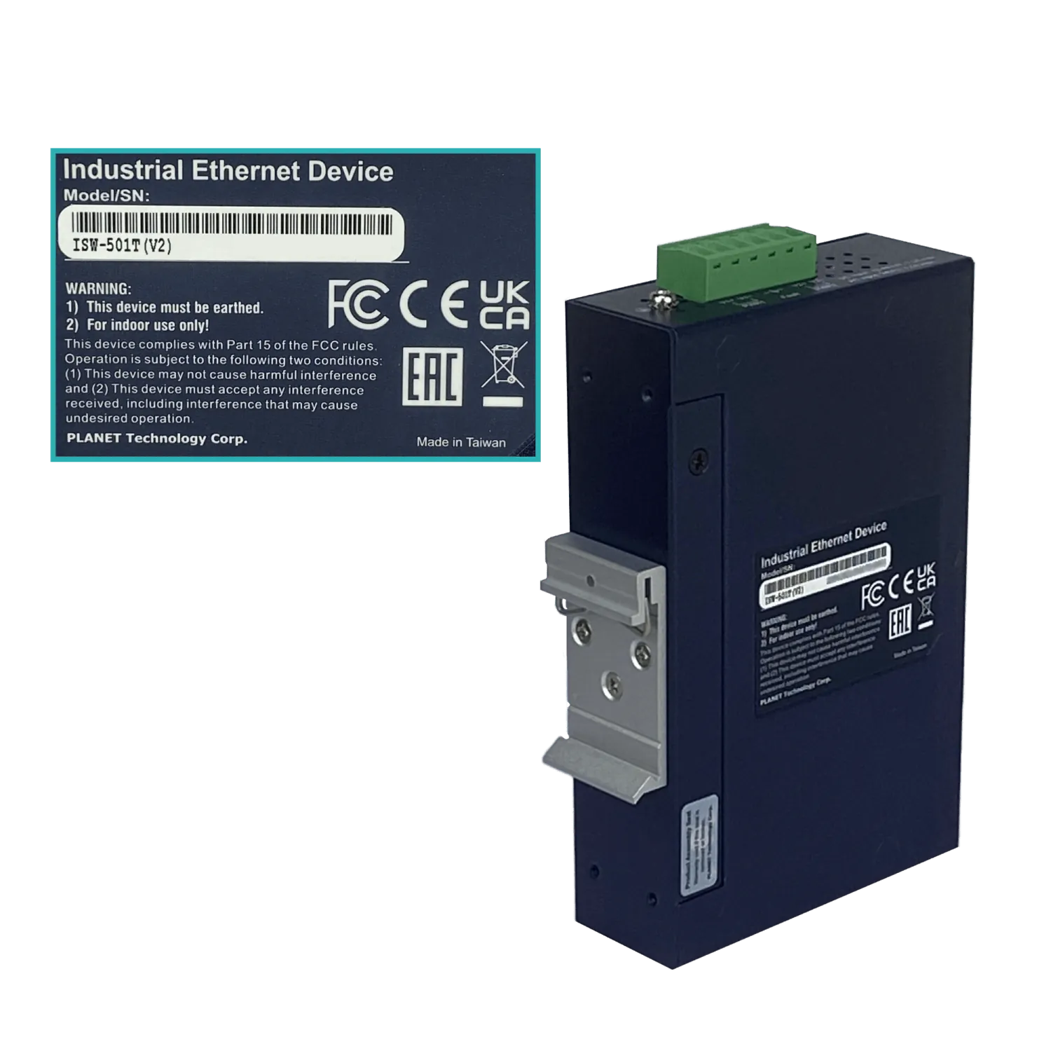 PLANET 5-100 Switch Industrial no-Admin Riel-DIN 12-48VDC 24VAC Dual 5