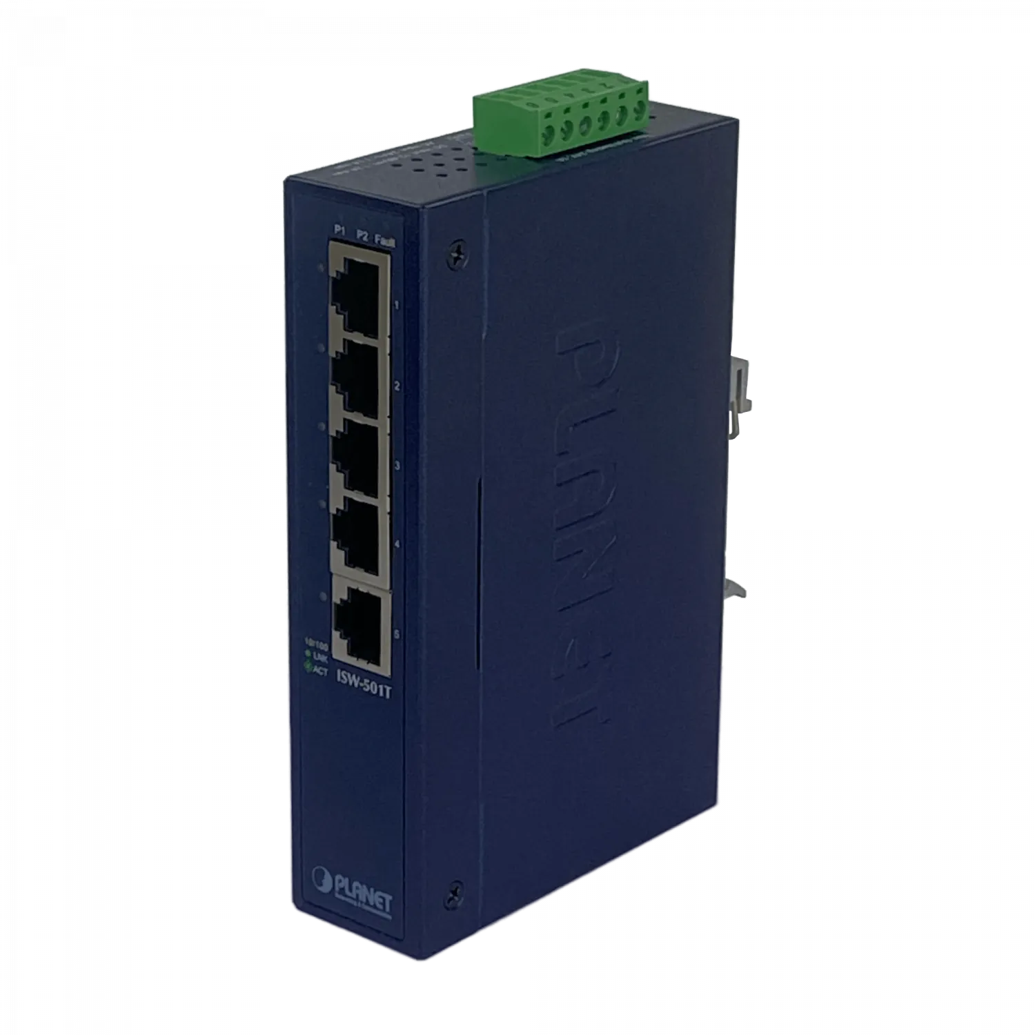 PLANET 5-100 Switch Industrial no-Admin Riel-DIN 12-48VDC 24VAC Dual 6