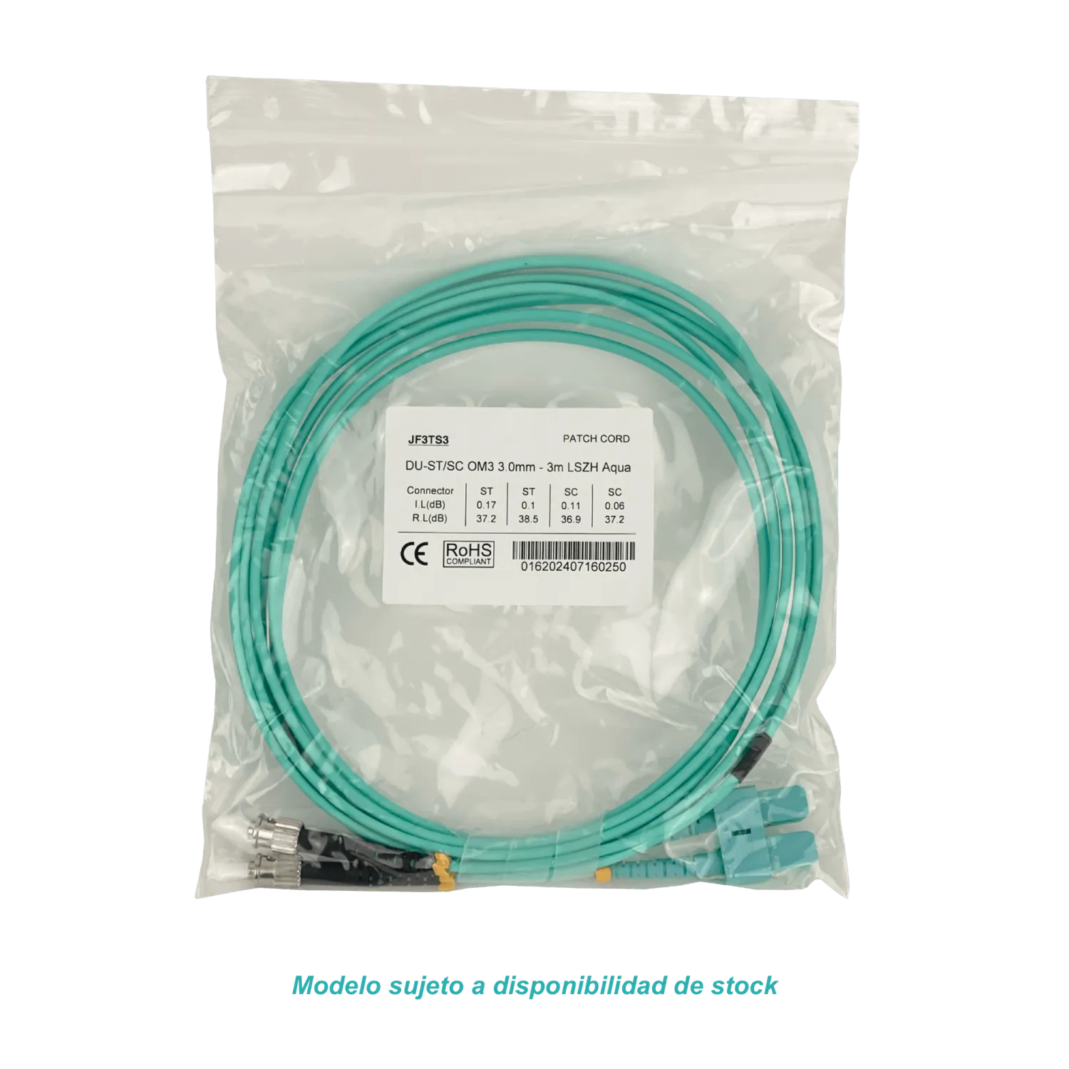3mt ST-SC OM3 Multimodo MM Duplex Jumper Fibra 50/125um 2