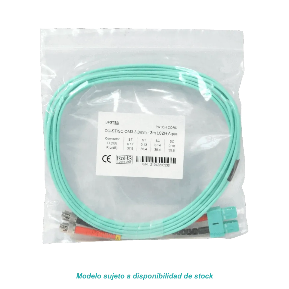 3mt ST-SC OM3 Multimodo MM Duplex Jumper Fibra 50/125um 3