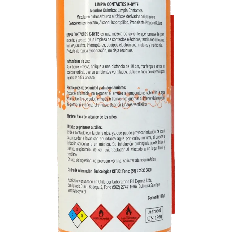 Spray Limpiador de Contactor 180gr Solvente Aceite Grasa 2