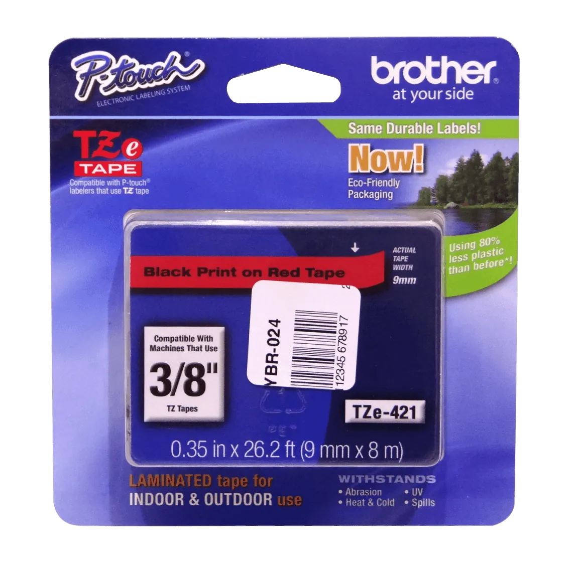 Cinta Laminada Brother TZE421, Texto Negro sobre Fondo Rojo, 9 mm x 8m  2