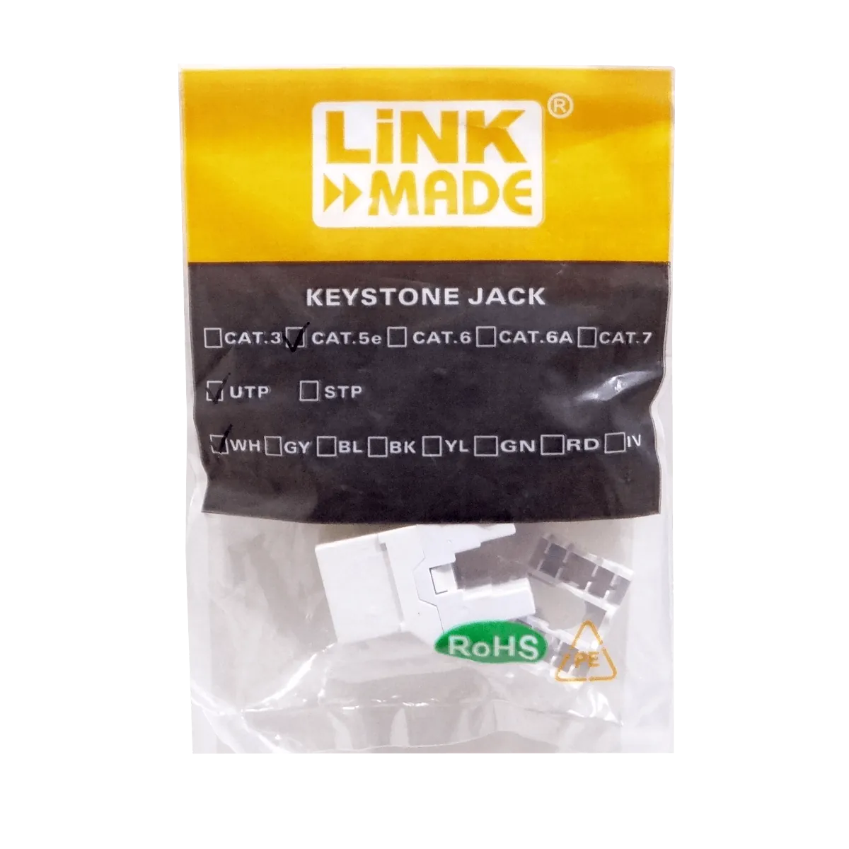Faceplate Keystone Cat5E LINKMADE KP5WL-1 Blanco 180 U UTP Punchable Herramienta 3