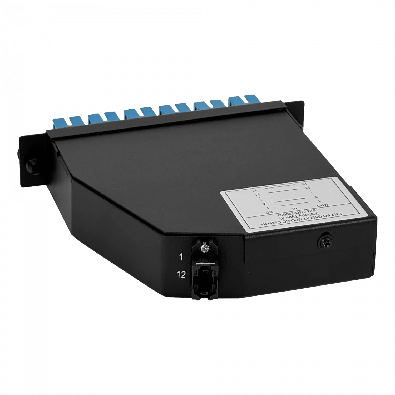 Cassette de Fibra Óptica Pre-conectorizado SM 12-SC a 1-MPO/M para Panel 1U - CASCSM 3