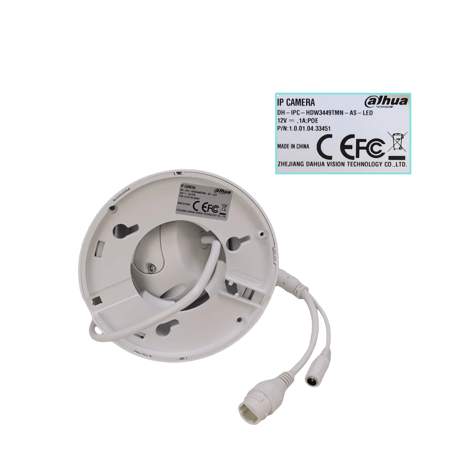 Cámara Domo Dahua 4MP Full Color Fijo 2.8mm PoE IR30m IP67 MicroSD WizSense 2