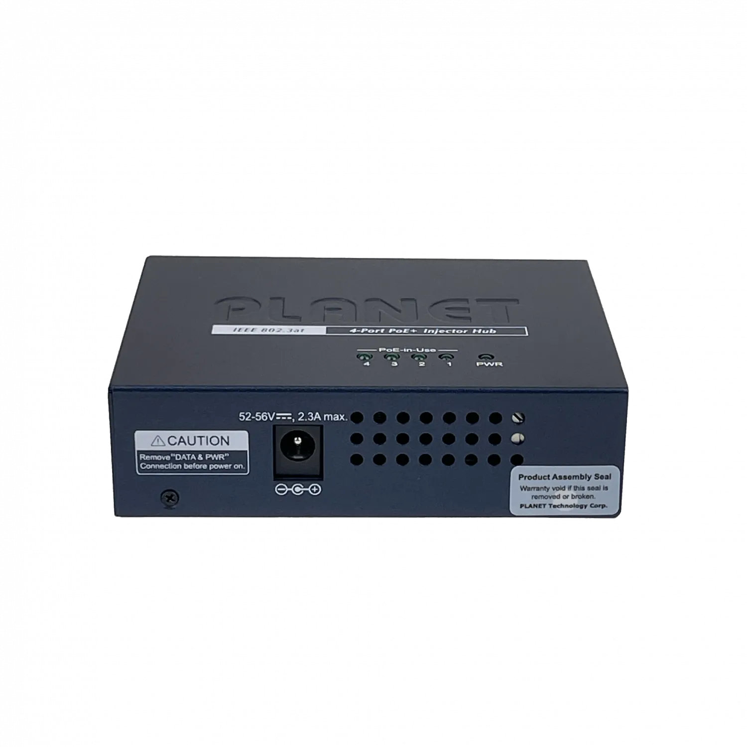 Hub Inyector PoE+ de 4 Puertos PLANET HPOE-460, 120W, Soporte Gigabit, Potencia 54V  4