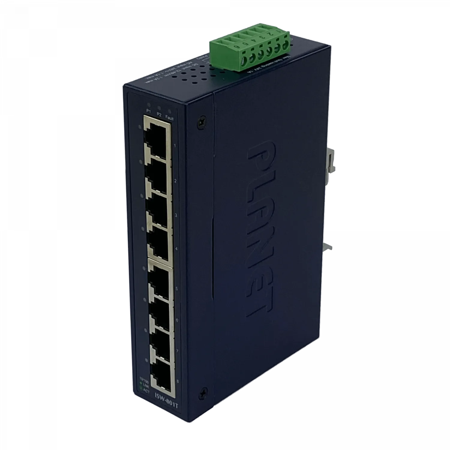 PLANET 8-100 Switch Industrial Riel-DIN no-Admin req/12-48VDC/24VAC 3