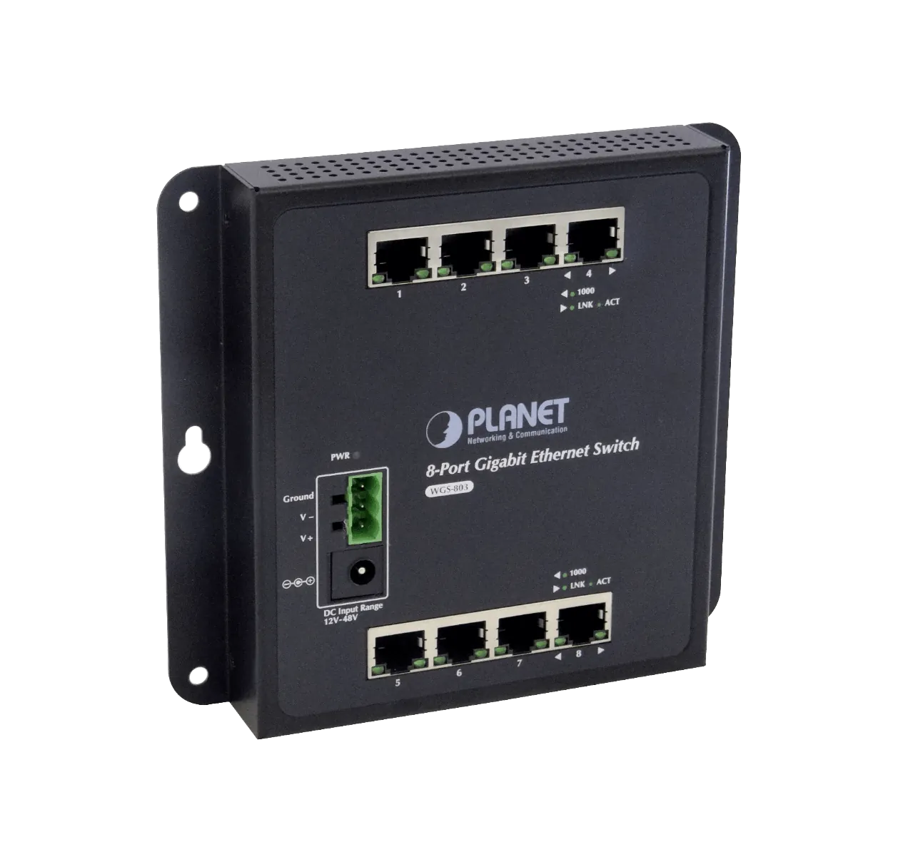 PLANET 8-1000 Switch Industrial no-Admin Plano/DIN req/12-48VDC IP30 3