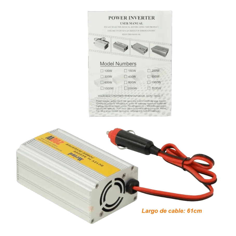 MEIND 200W 24/12VDC-in 220V-out 5V-USB-AH inversor Plug-Auto 3