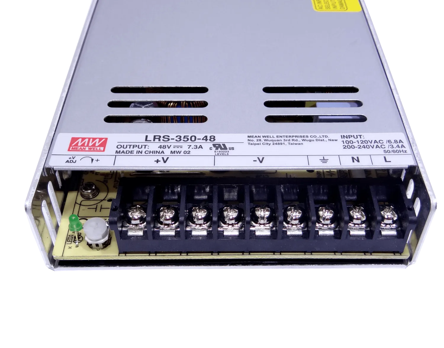 MEANWELL 350W 48V 7,3A Ajust. Metalica Regleta Fuente Poder c/Vent. 3