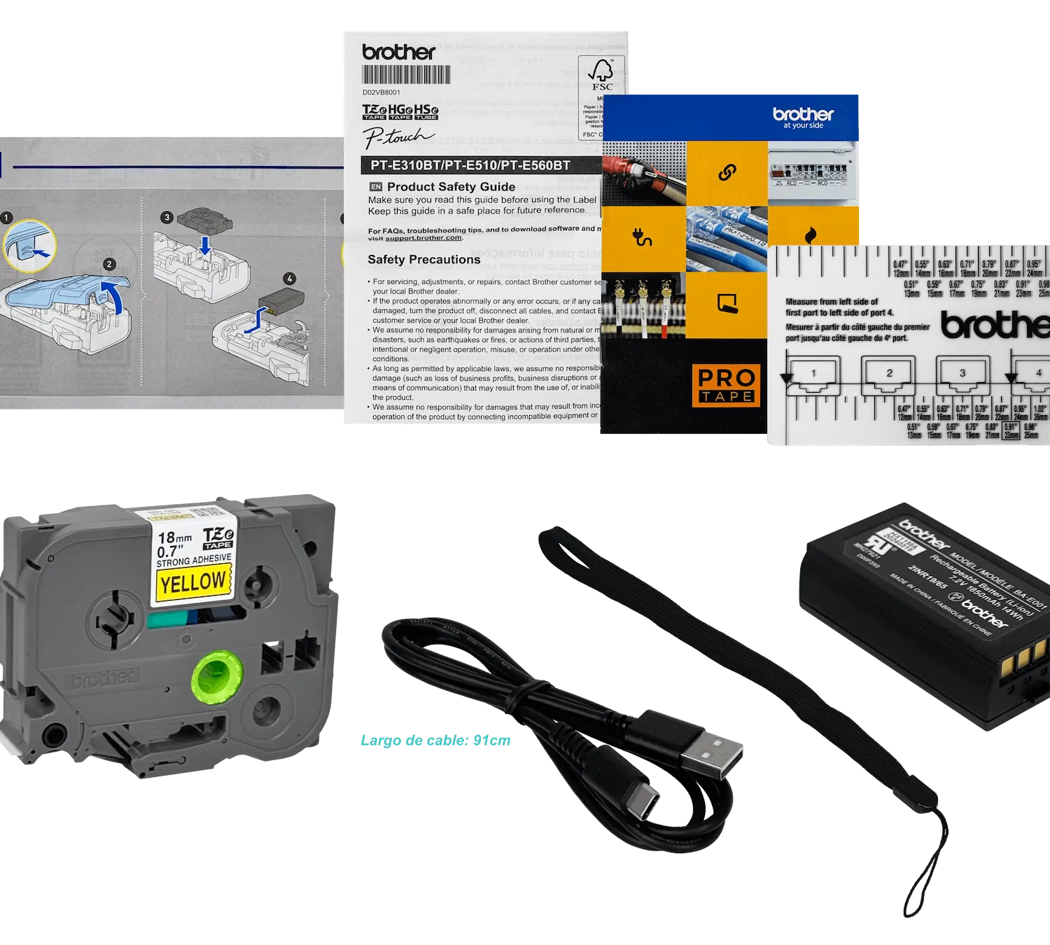 Rotuladora Brother PT-E310BTVP - Bluetooth, USB-C, 180 dpi, 5 líneas, TZe/HSe 7