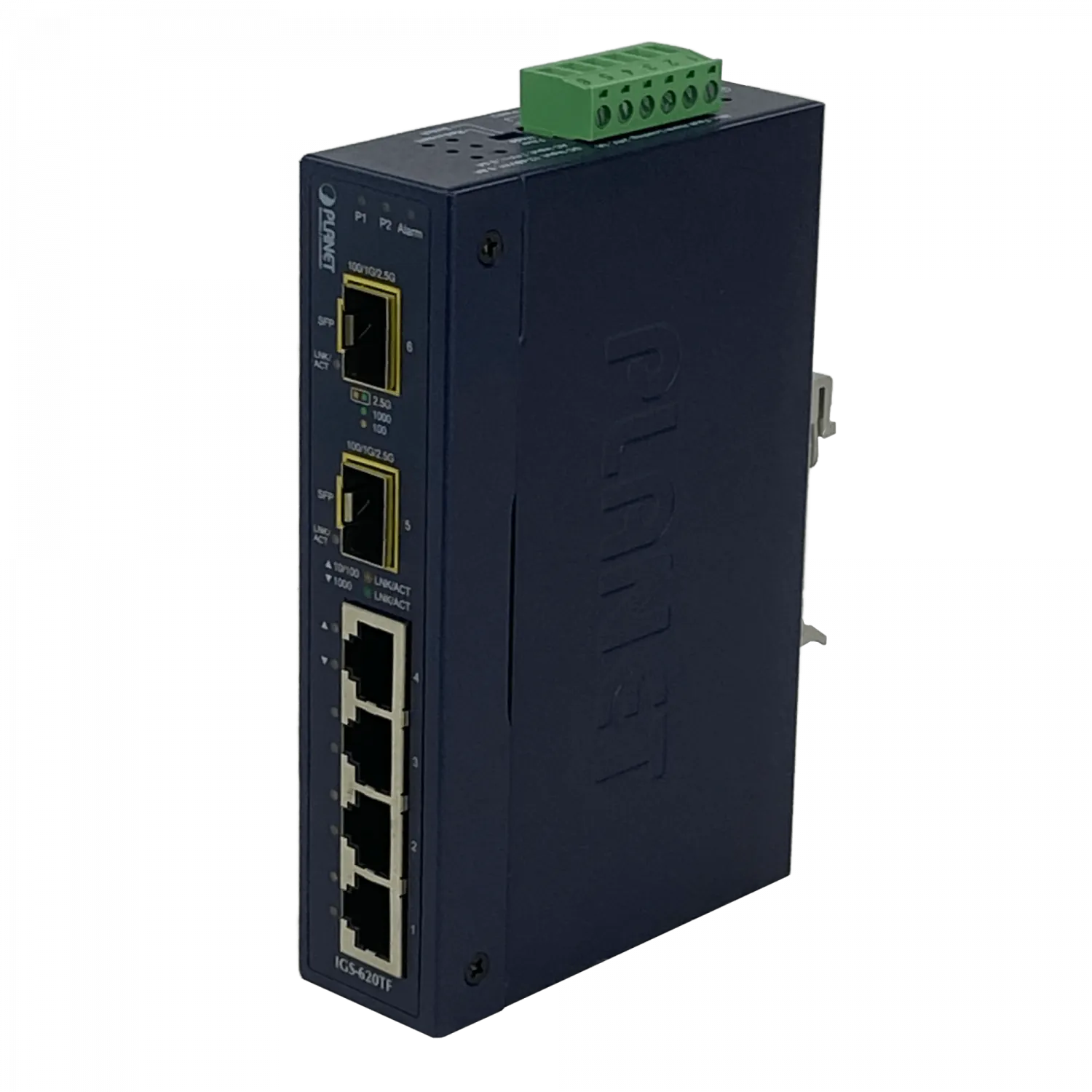 PLANET 4-1000 2-SFP Switch Industrial no-Admin Riel-DIN 12-48VDC 24VAC 4