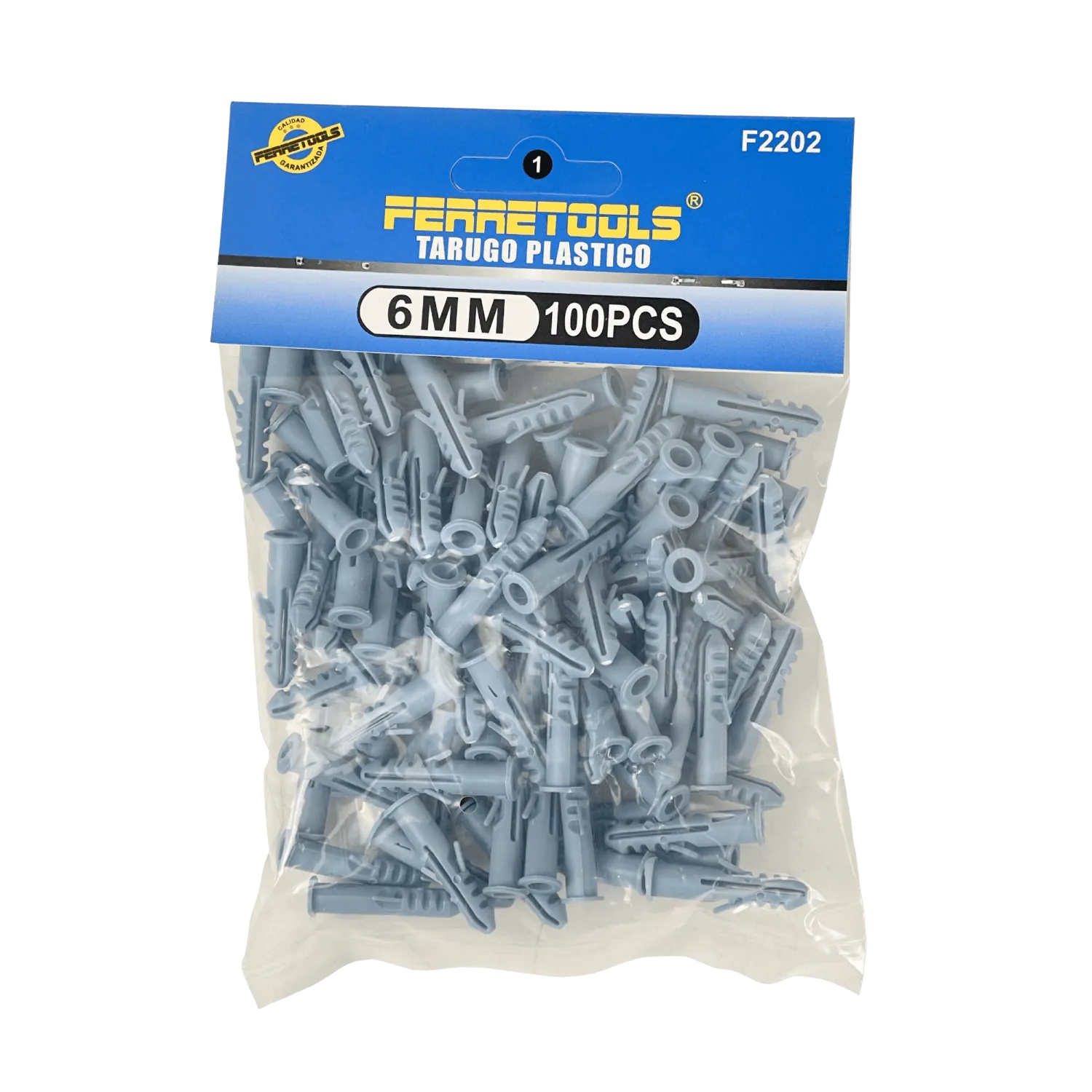 Tarugo 6mm 100-Unids. Plastico-PE Gris 6x30mm Tornillo-4x32 2